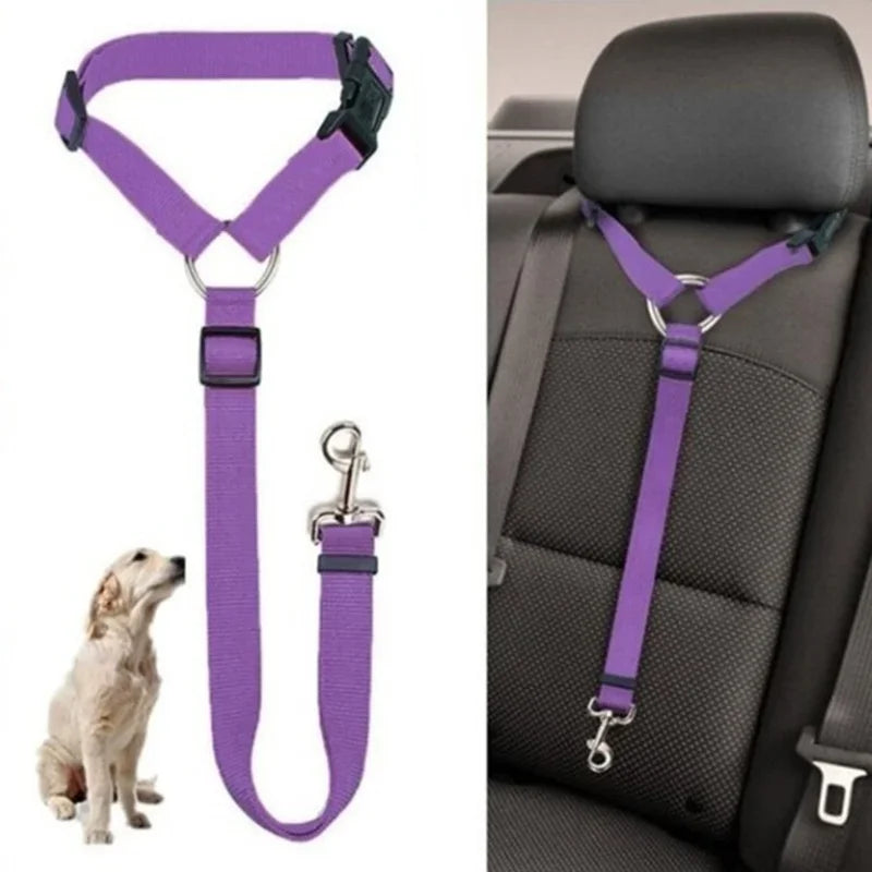 Solid Color Two-in-one Pet Car Seat Belt - MyPetsBoo