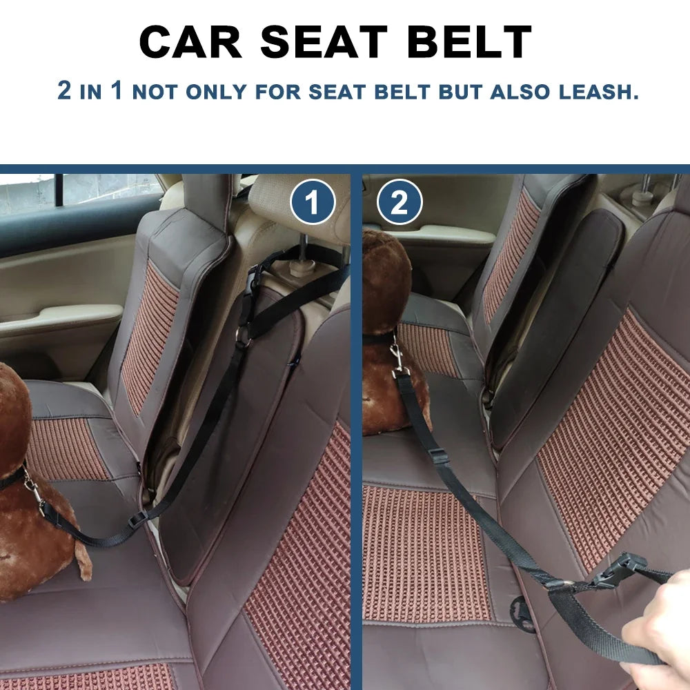 Solid Color Two-in-one Pet Car Seat Belt - MyPetsBoo